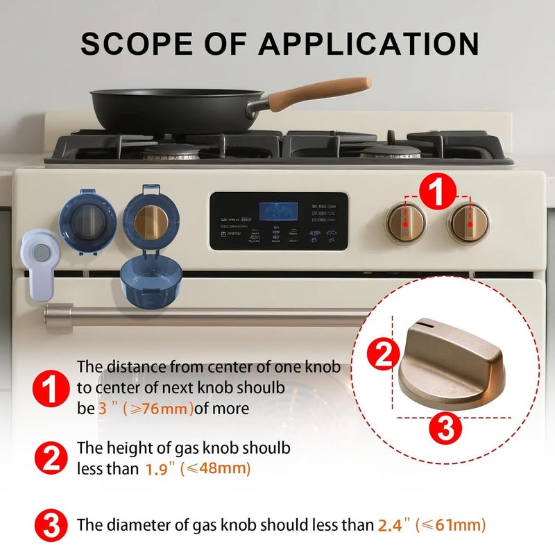 NICECHEF ﻿Stove Knob Safety Covers for Child (5 + 1 Pack), Upgraded Universal Size Press Gas Stove Covers with Adhesive,Water/Oil/High-Temp Resistant - Home Kitchen Safety for Kids & Pets - Image 3